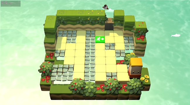 The map generated by gpt2-xl placed in the actual game. The glass gimmick is represented with tiles that look fragile