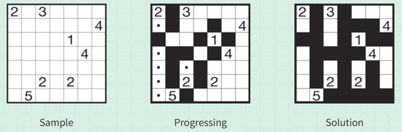 The process of solving nurikabe puzzles, from Nikoli